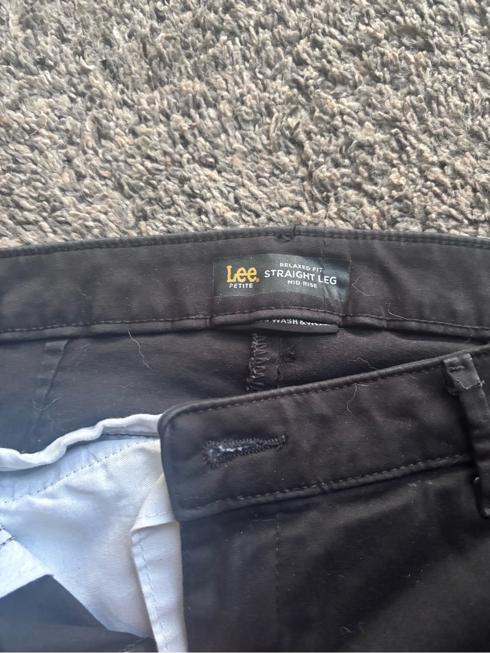 Lee Petite Straight Leg Pants in Black